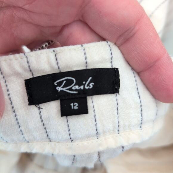 RAILS Marnie Pant Ivory Pinstripe Wide Leg Linen Women's 12 Chic Everyday $228 - Picture 7 of 11